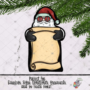 Red Hippie Santa Scroll Design