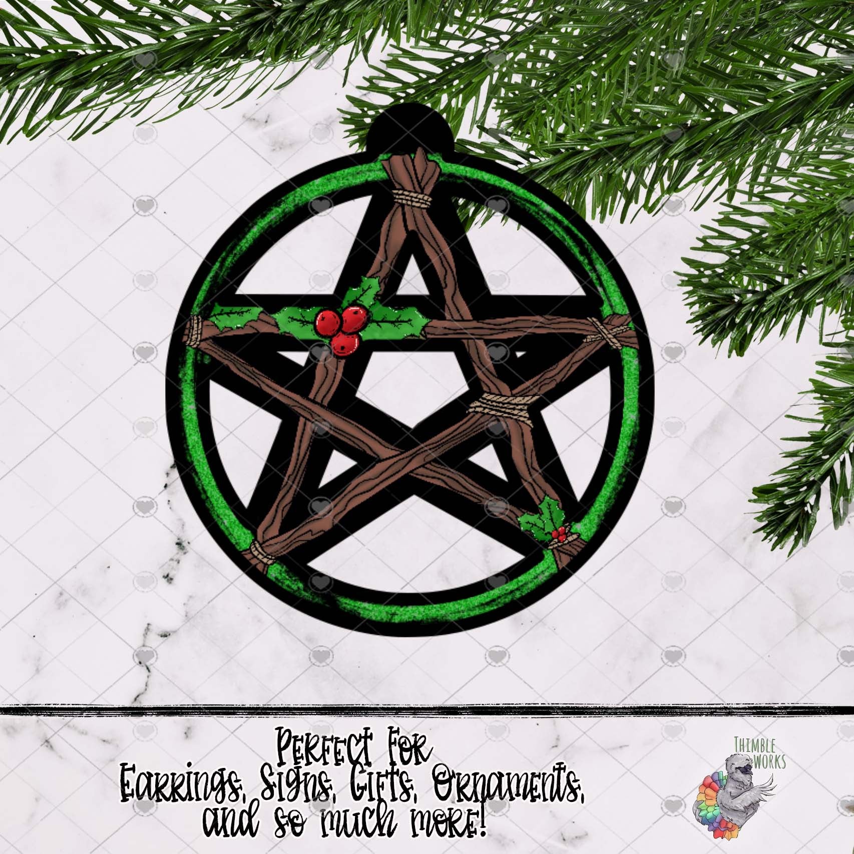 Bright Holly Witch Pentagram Design