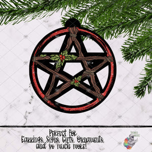 Red Holly Witch Pentagram Design