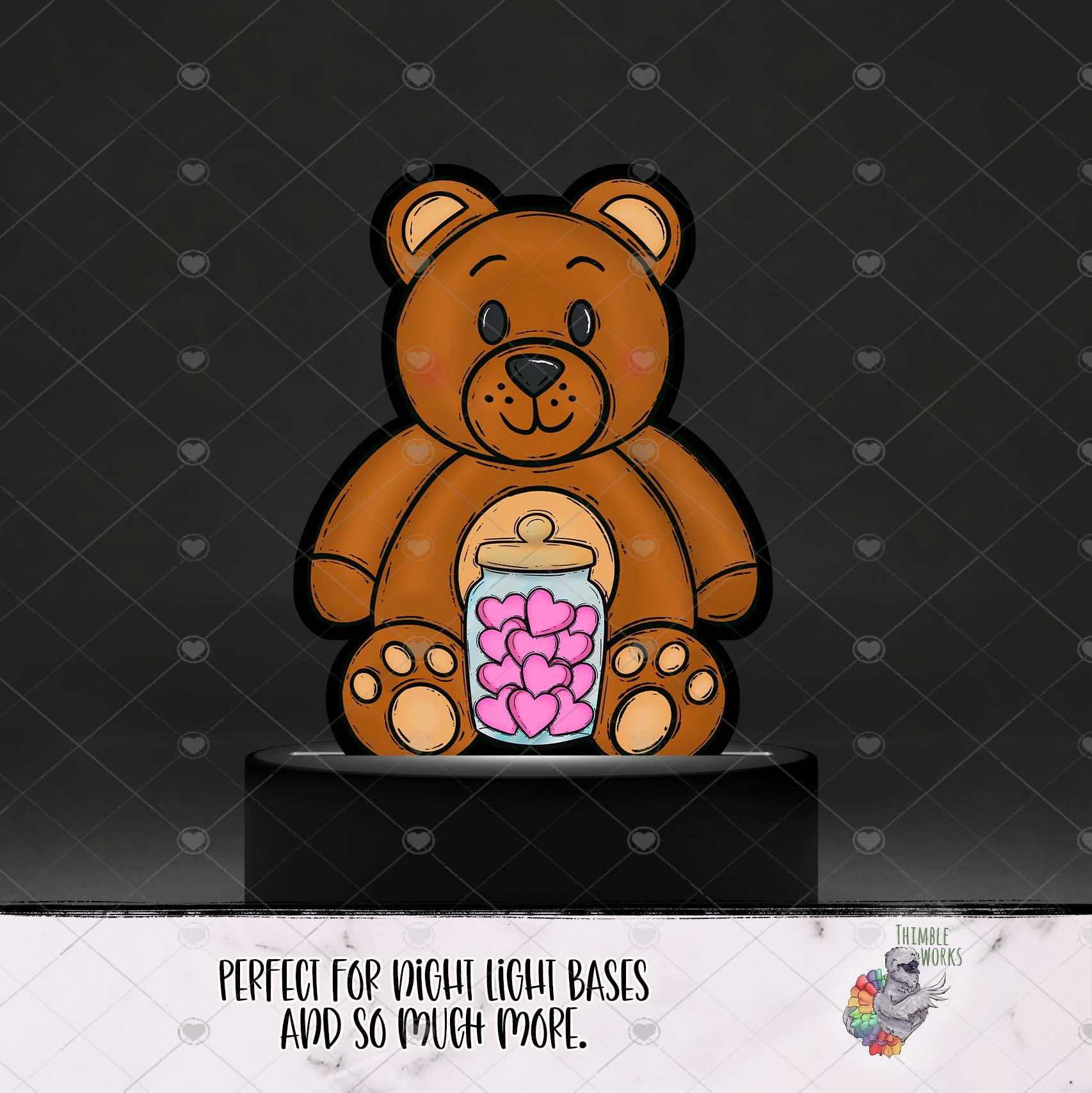 Jar of Hearts Teddy Bear Light Base Design