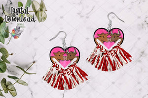 Kissing Cows Heart with Tassel Sublimation Design