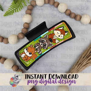 Woodland Animals Hair Clip Sublimation Design