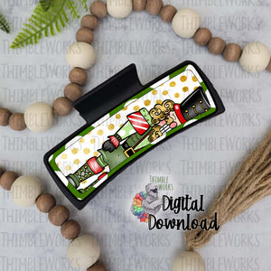 Green Nutcracker Hair Clip Sublimation Design