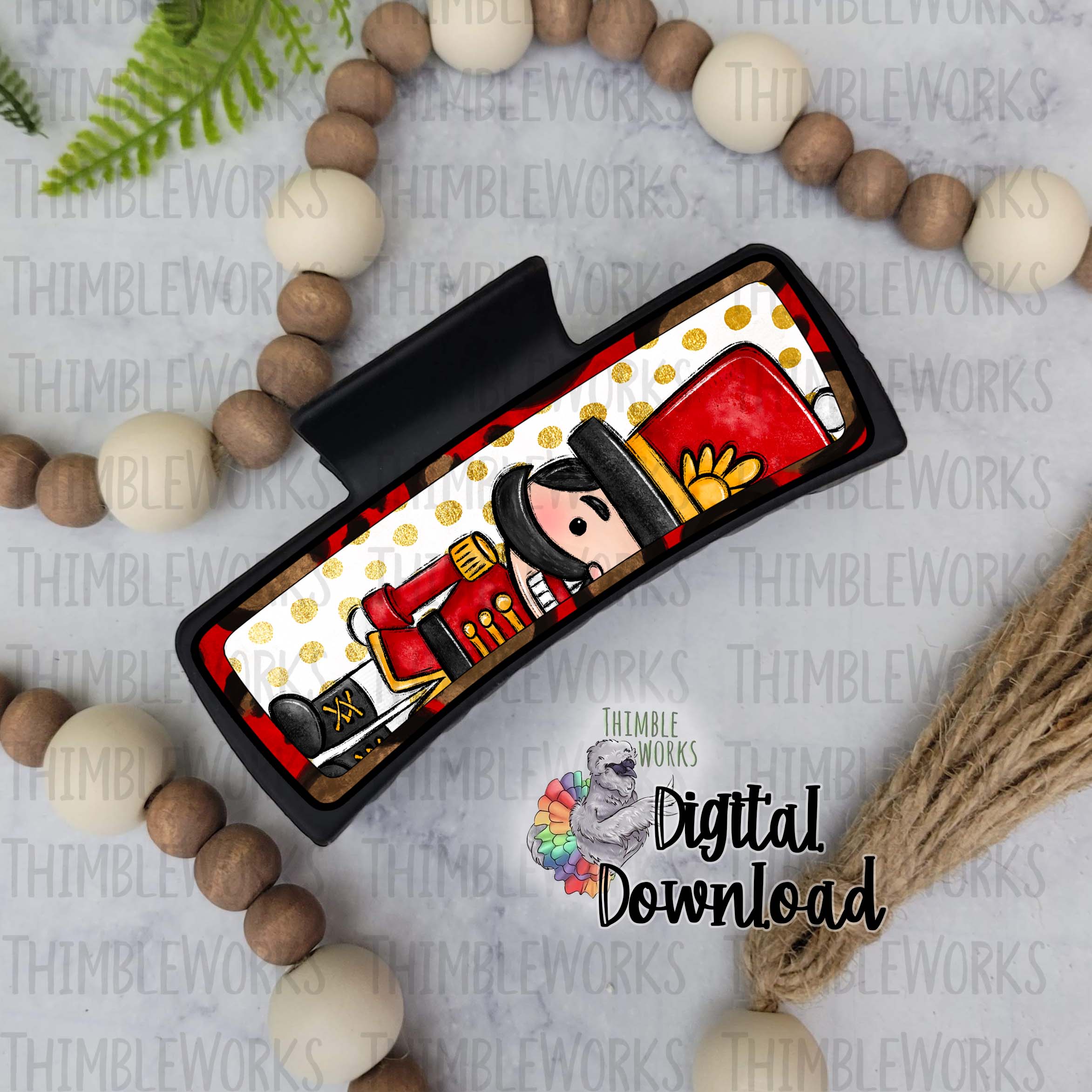 Red Nutcracker Hair Clip Sublimation Design