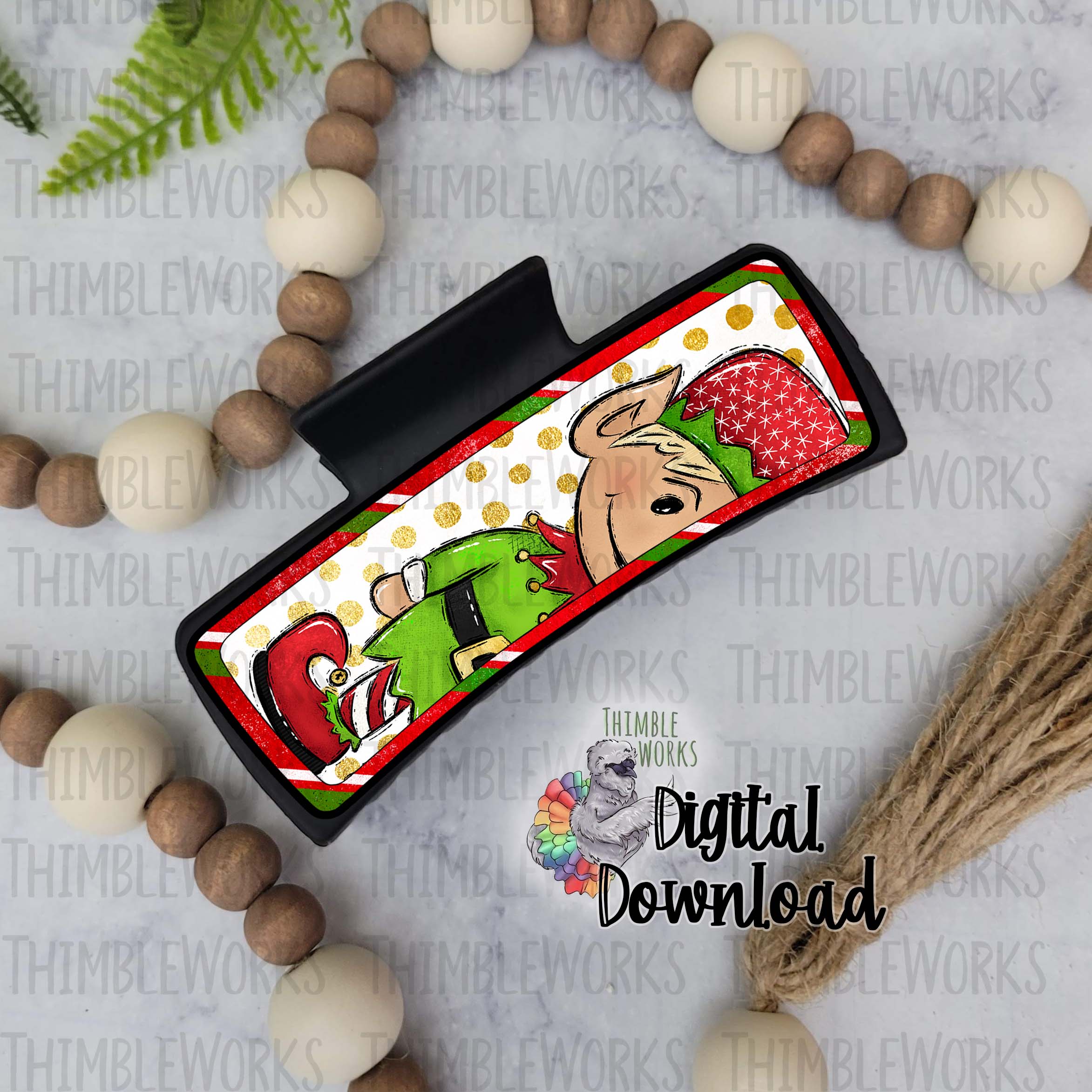 Christmas Elf Hair Clip Sublimation Design