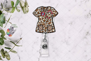 Leopard Scrub Top Sublimation Design