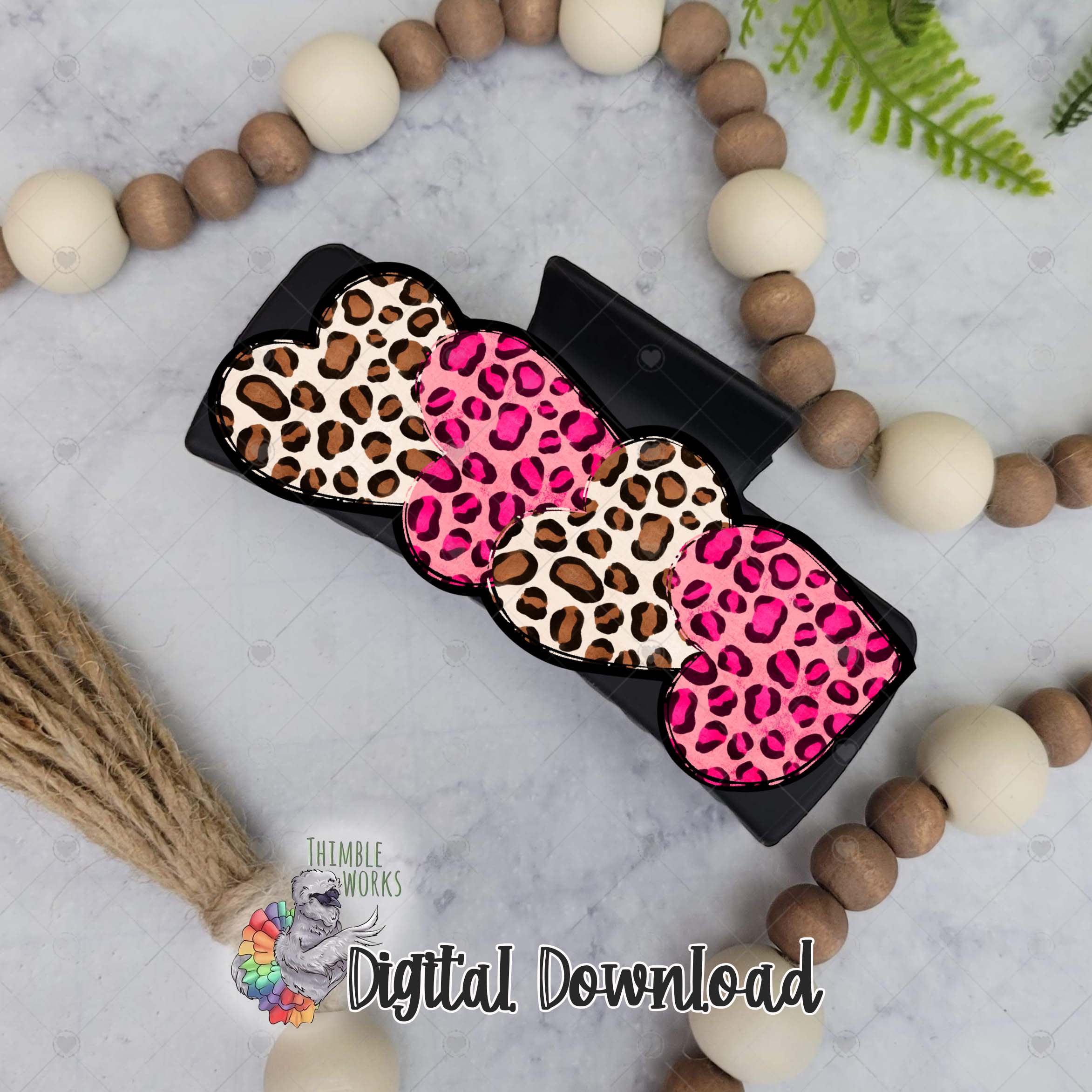 Leopard Heart Hair Clip Sublimation Design