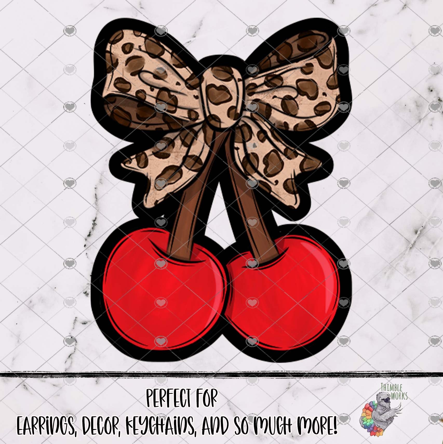 Cherries with Leopard Bow Design