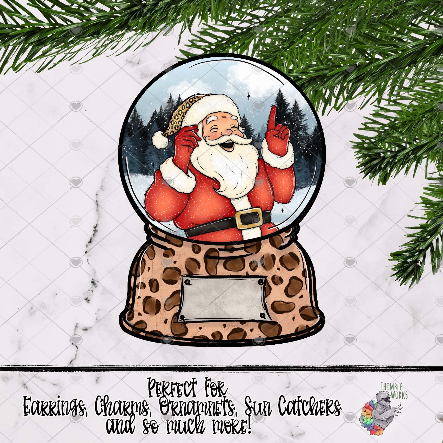 Leopard Santa Snow Globe Design