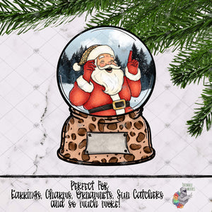 Leopard Santa Snow Globe Design