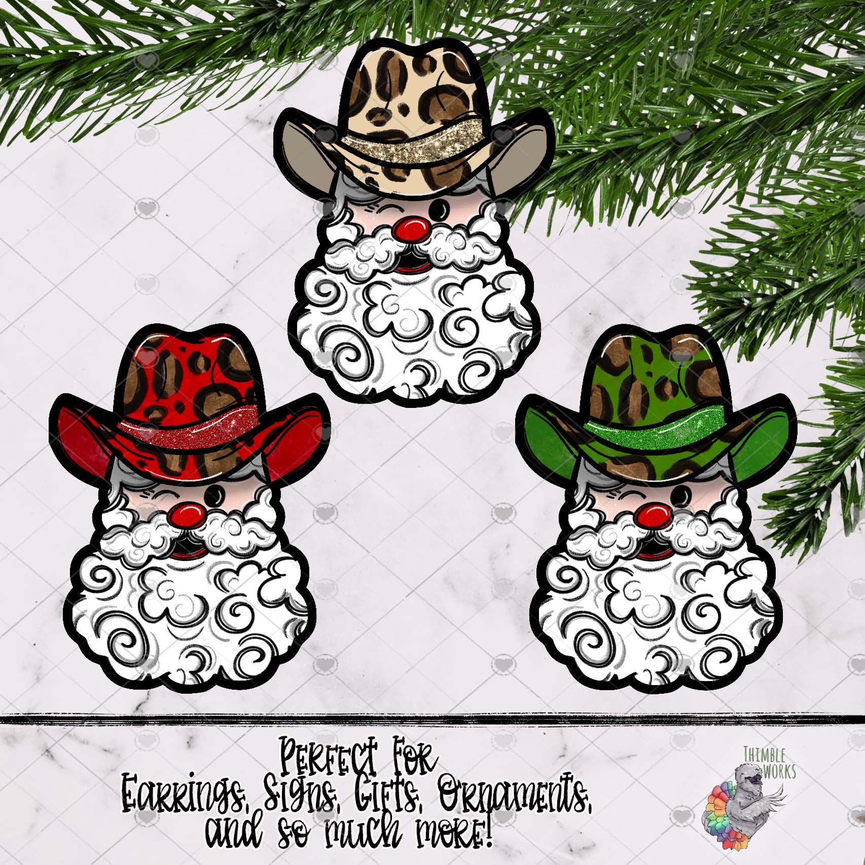 Leopard and Glitter Cowboy Santa Design Bundle