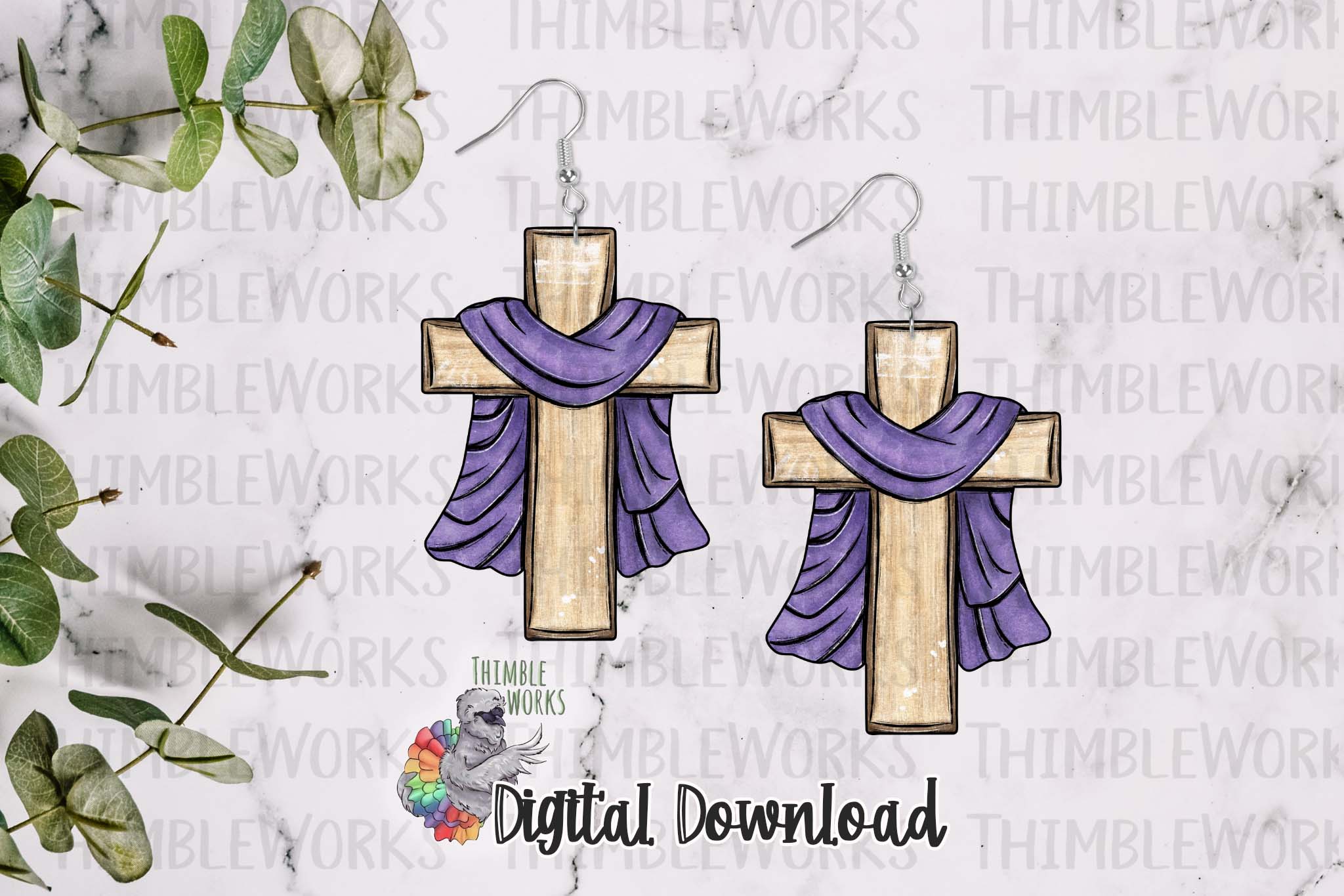 Cross with Purple Sash Sublimation Design