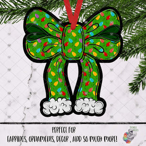 Green Christmas Lights Bow Design