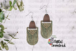 Load image into Gallery viewer, Macrame Boho Long Oval Leather Earring Sublimation Design
