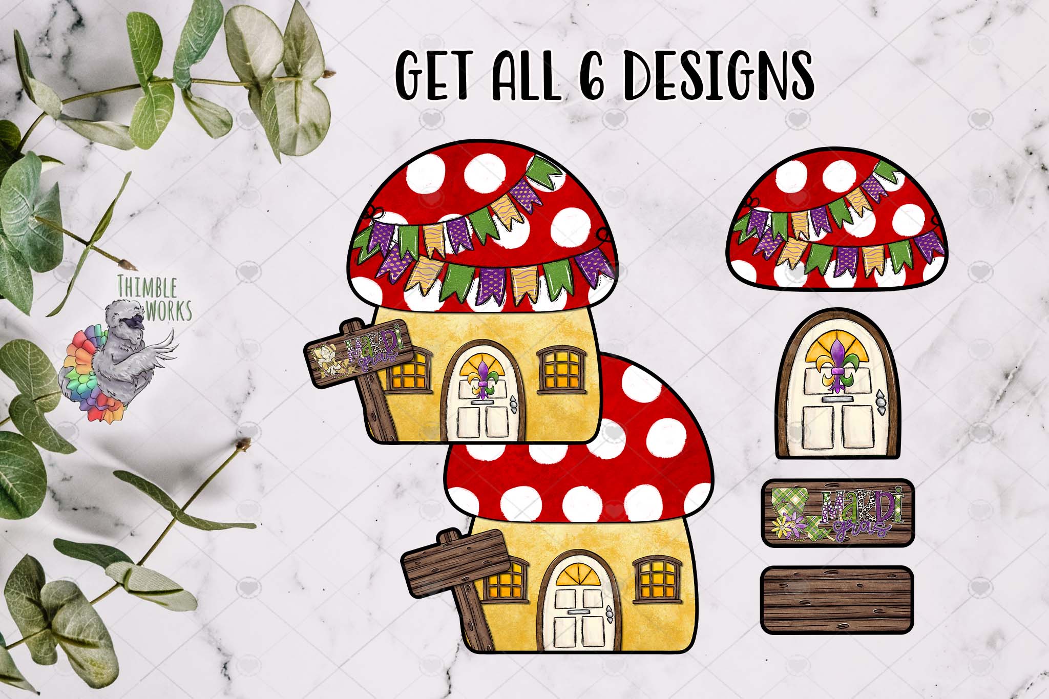 Mardi Gras Interchangeable Mushroom Design