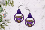 Load image into Gallery viewer, Mardi Gras Highland Cow Leather Earring Design
