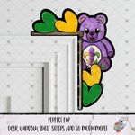 Load image into Gallery viewer, Mardi Gras Teddy Bear Corner Sitter Design

