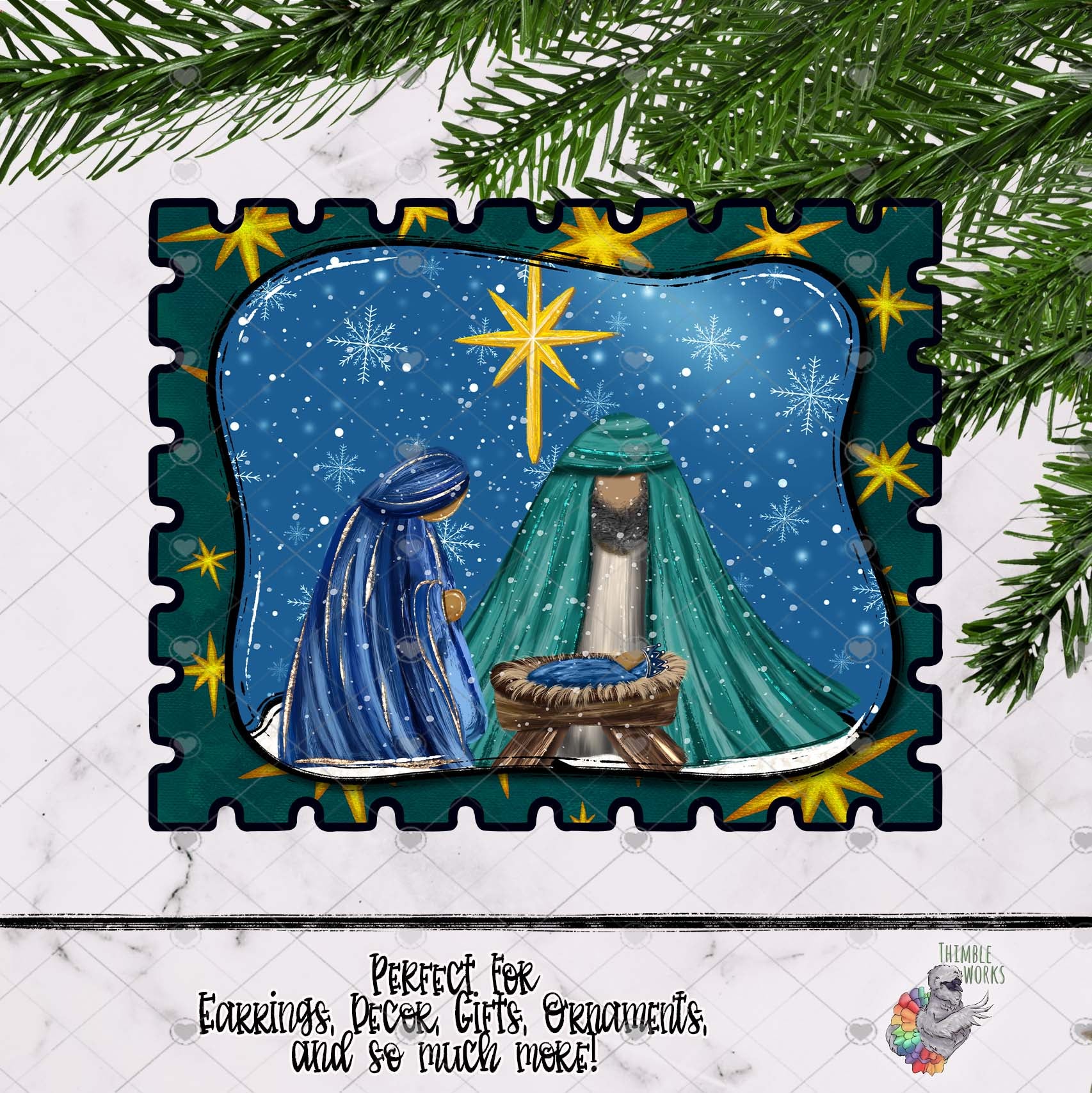 Mary and Joseph Horizontal Stamp Design