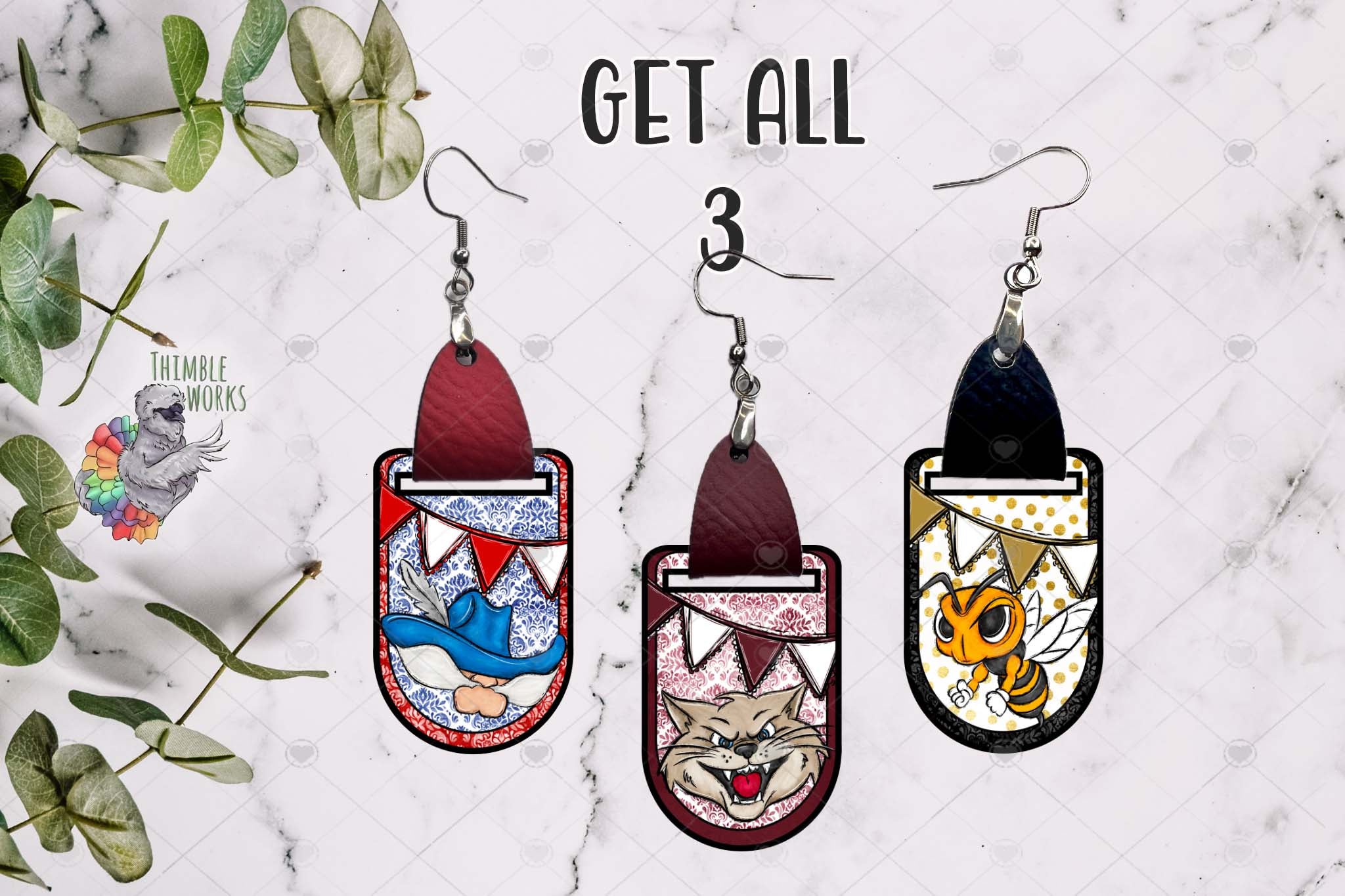 Mascots Long Oval Leather Earring Design Bundle