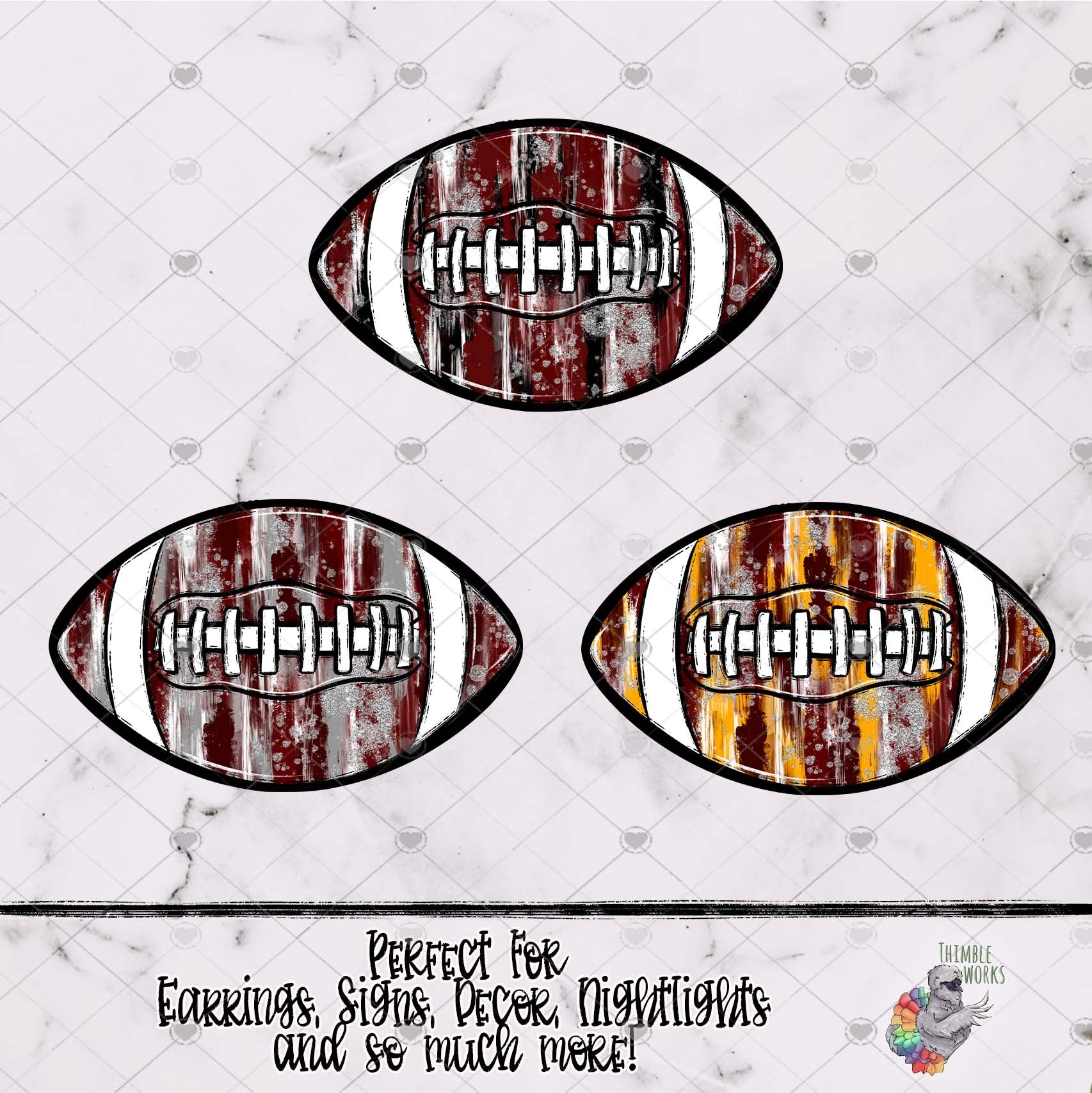 Messy Burgandy Football Design Bundle