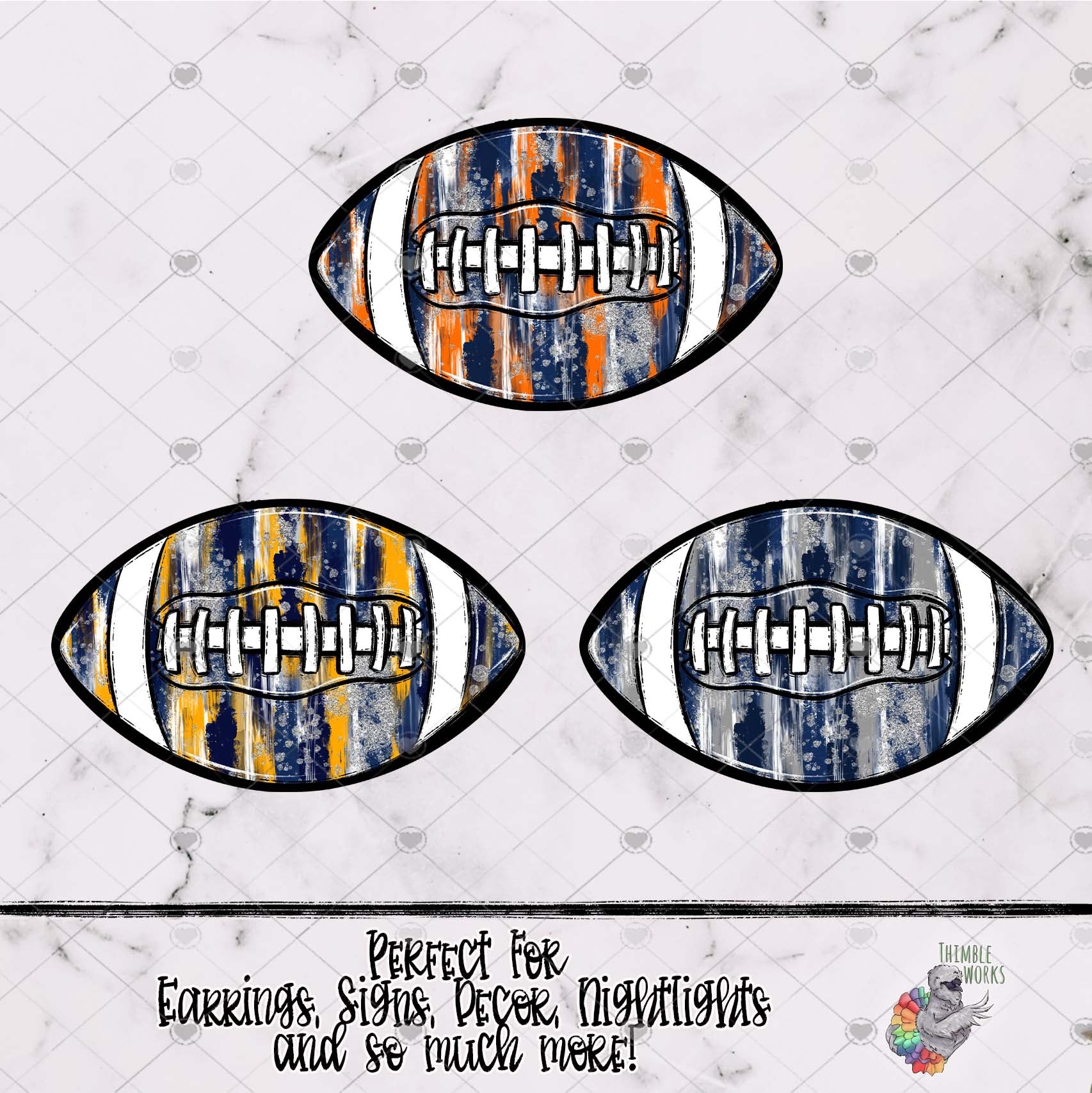 Messy Navy Blue Football Design Bundle