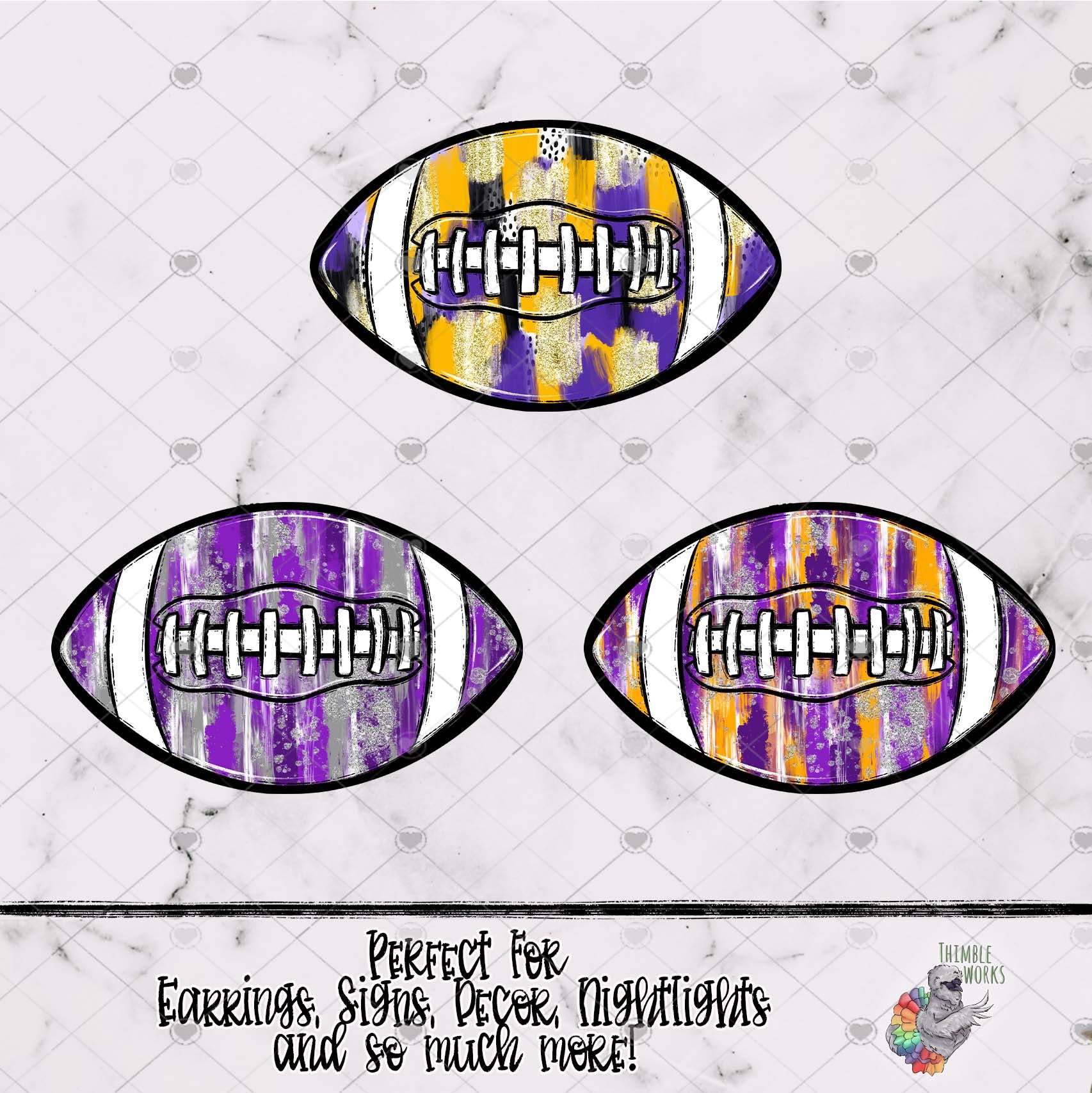 Messy Purple Football Design Bundle