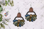 Load image into Gallery viewer, Military Branch Camo Flower Leather Earring Sublimation Design
