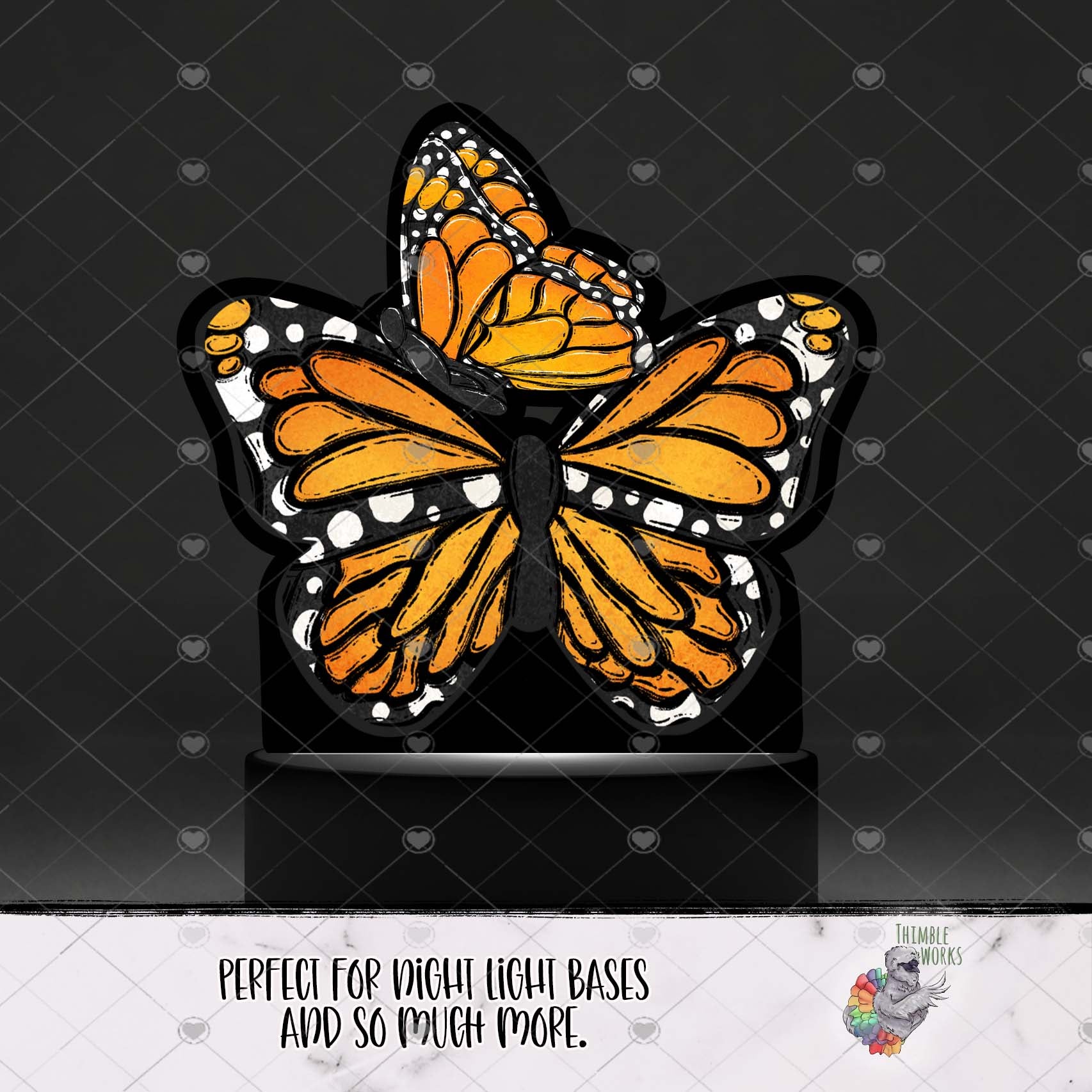 Orange Monarch Butterfly Light Base Design