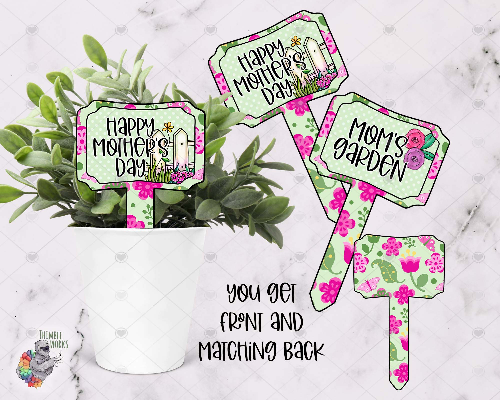 Happy Mother's Day Plant Garden Stake Design Bundle