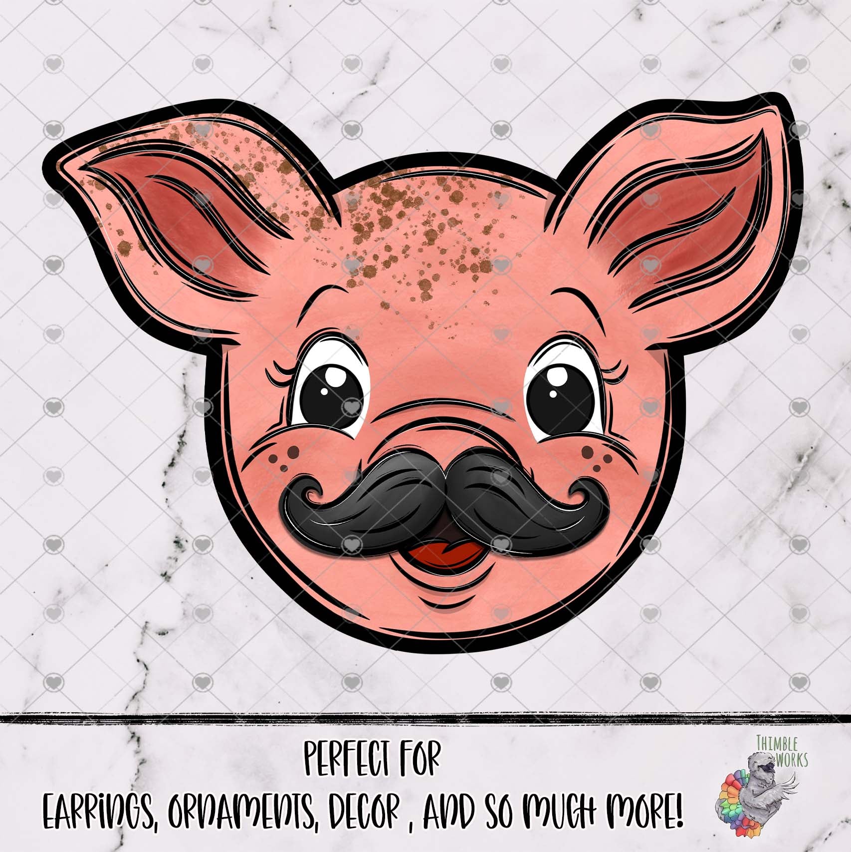 Funny Mustache Pig Head Design
