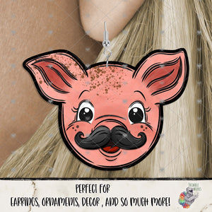 Funny Mustache Pig Head Design