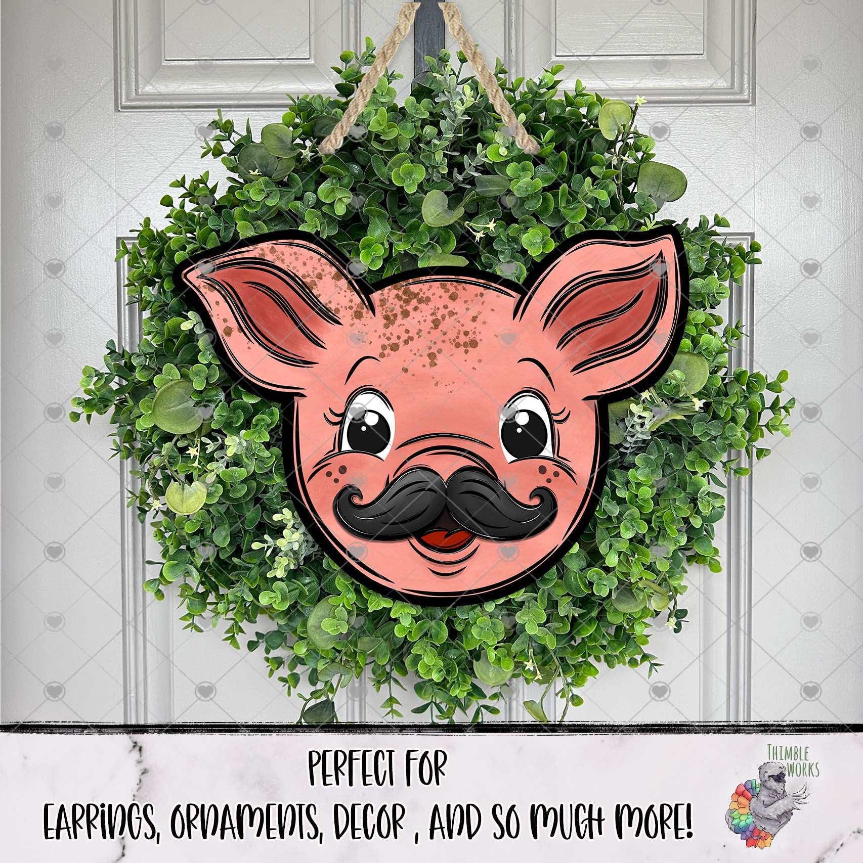 Funny Mustache Pig Head Design