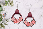 Load image into Gallery viewer, Pink Flower Bundle Leather Earring Design
