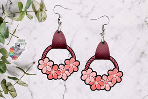 Pink Flower Bundle Leather Earring Design