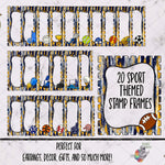 Load image into Gallery viewer, 20 Navy and Yellow Add Your Own Photo School Sports Stamp Design Bundle
