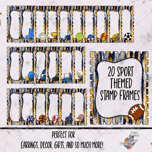 20 Navy and Yellow Add Your Own Photo School Sports Stamp Design Bundle