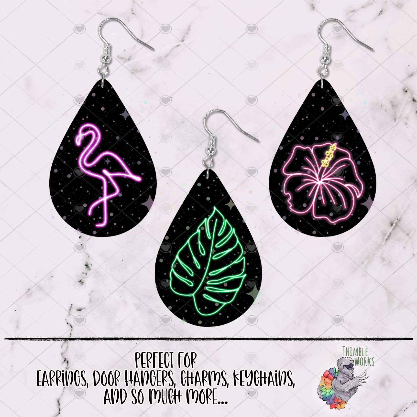 Neon Lights Summer Teardrop Design Bundle