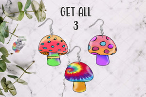 Neon Tie-dye Chubby Mushroom Sublimation Design Bundle