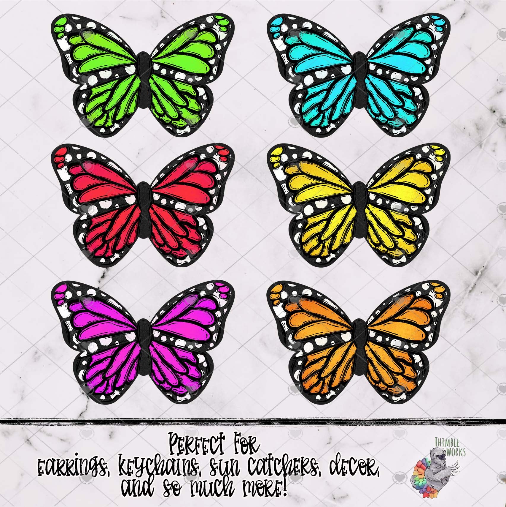 Bright Rainbow Butterfly Design Bundle