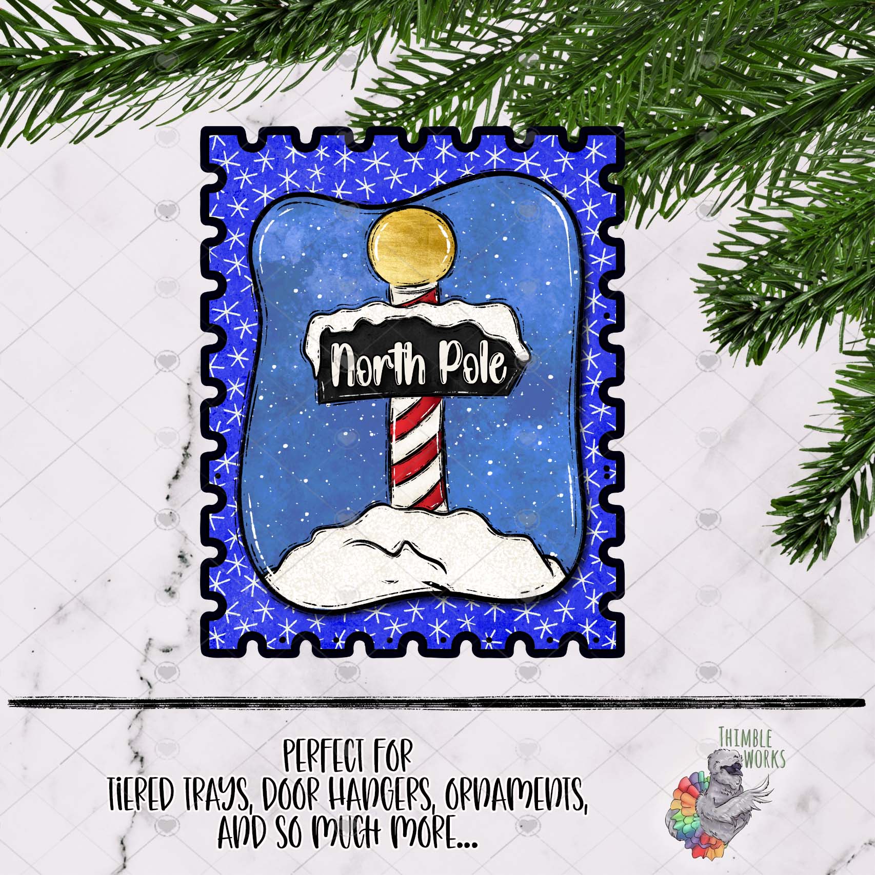 North Pole Stamp Sublimation Design