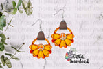 Load image into Gallery viewer, Orange Boho Peace Leather Earring Sublimation Design
