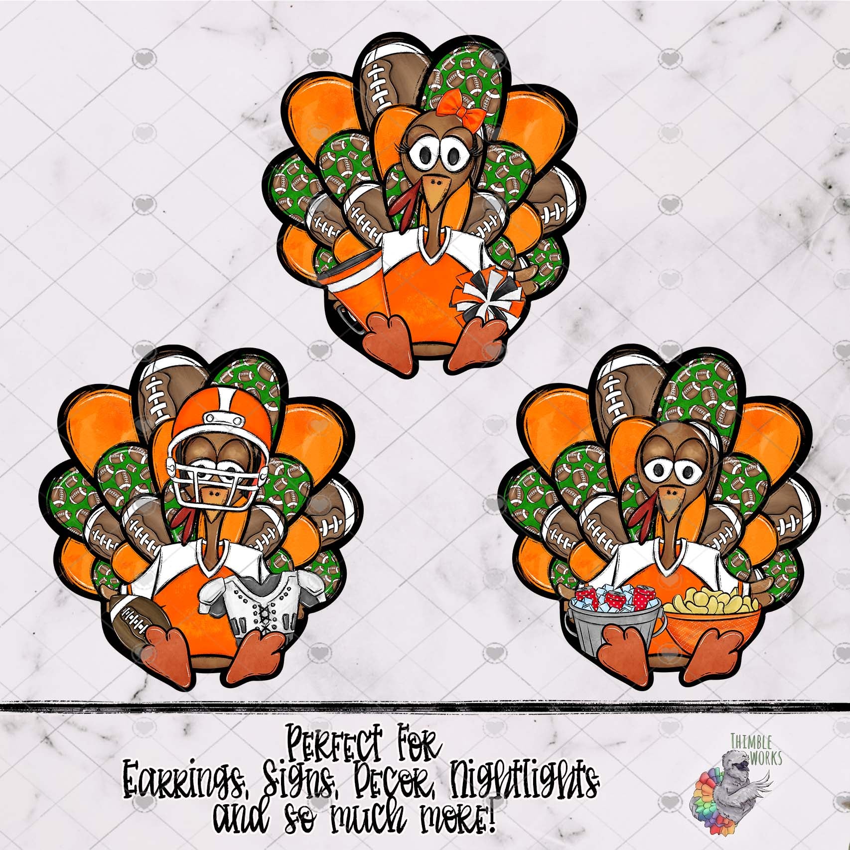 Orange Football Turkey Design Bundle