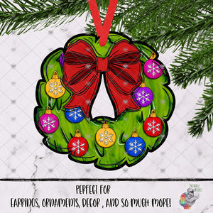 Snowflake Christmas Ornaments Wreath Design