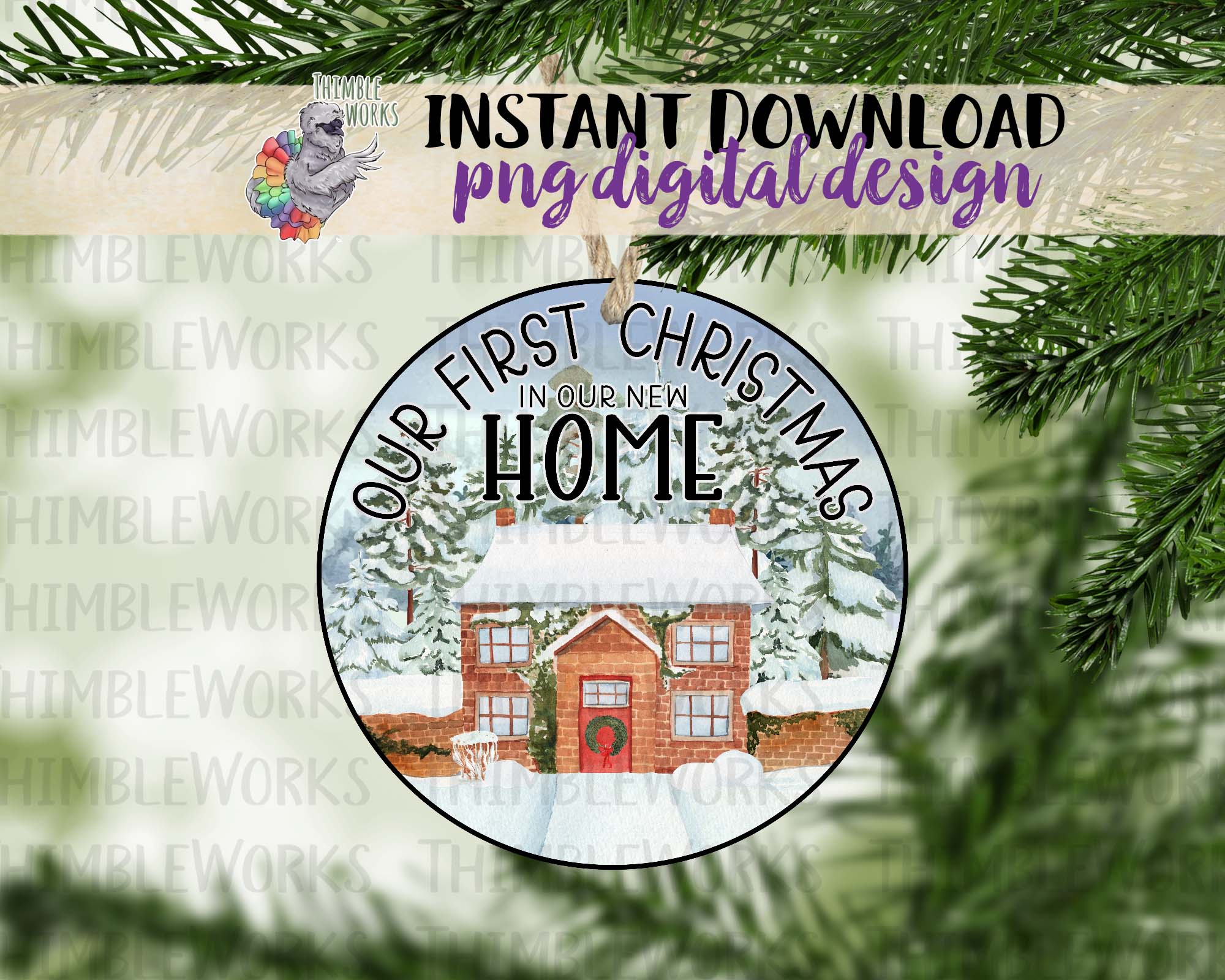 New Home Christmas Round Sublimation Design