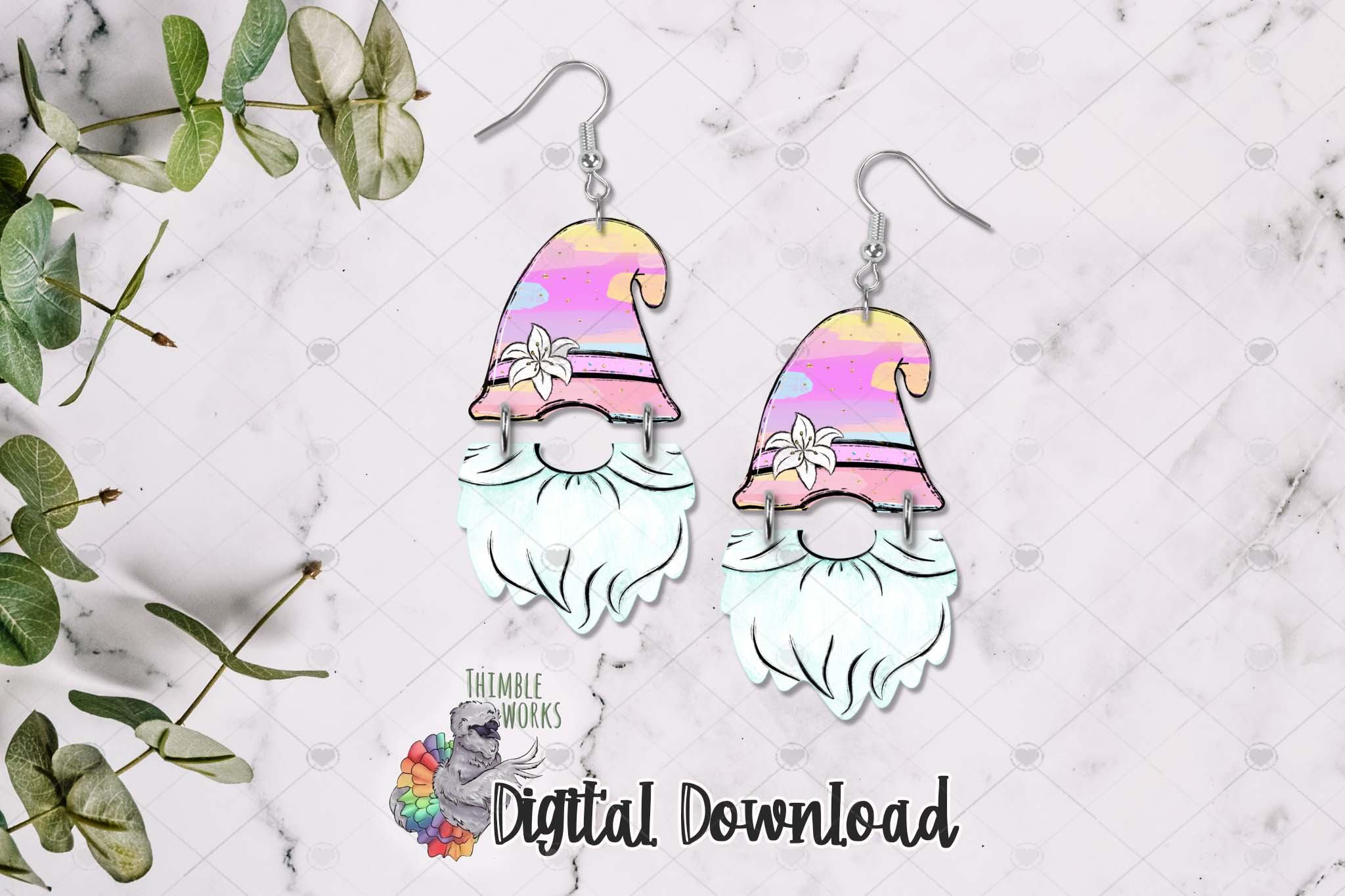 Easter Pastel Gnome Hat and Beard Sublimation Design