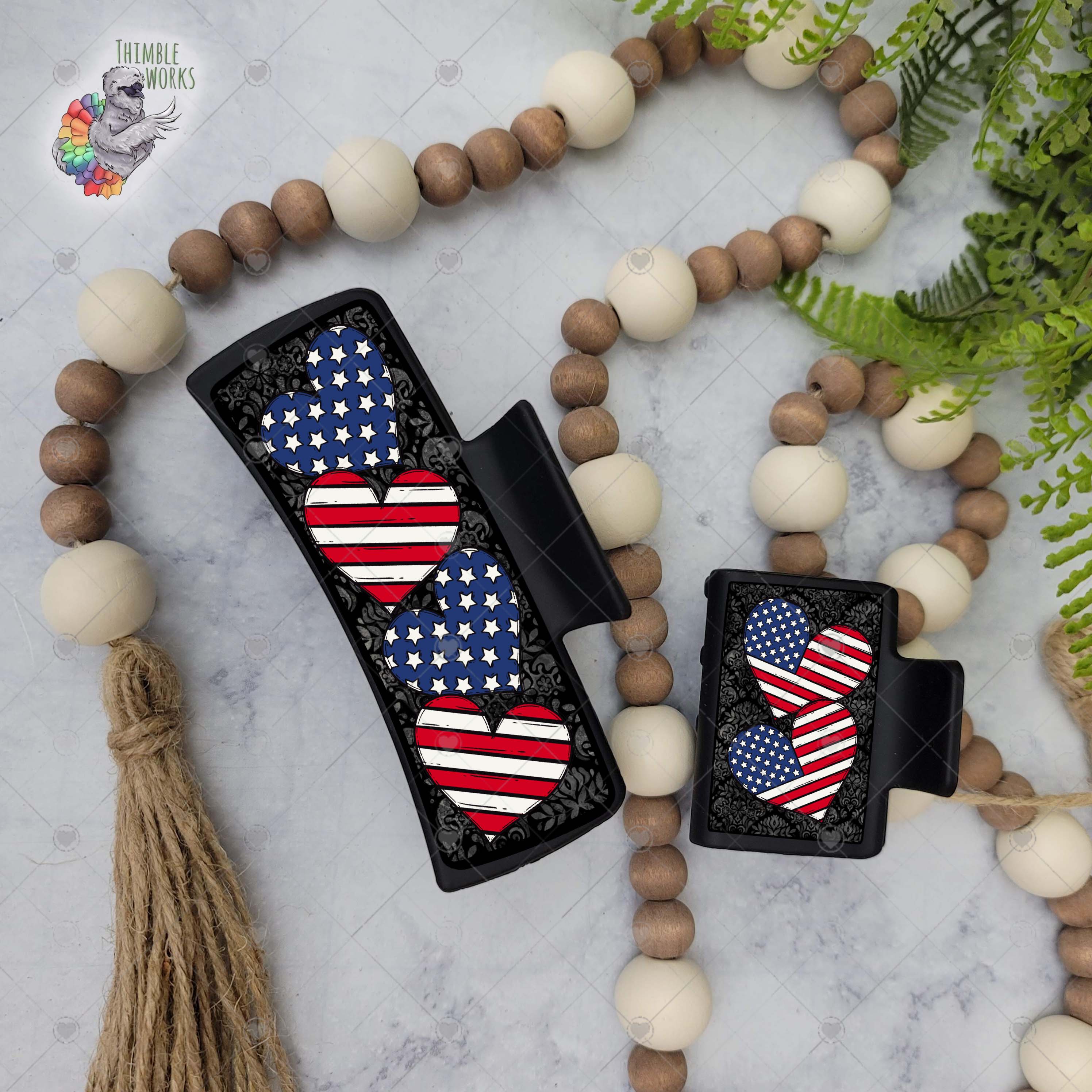 Patriotic Hearts Hair Clip Sublimation Design