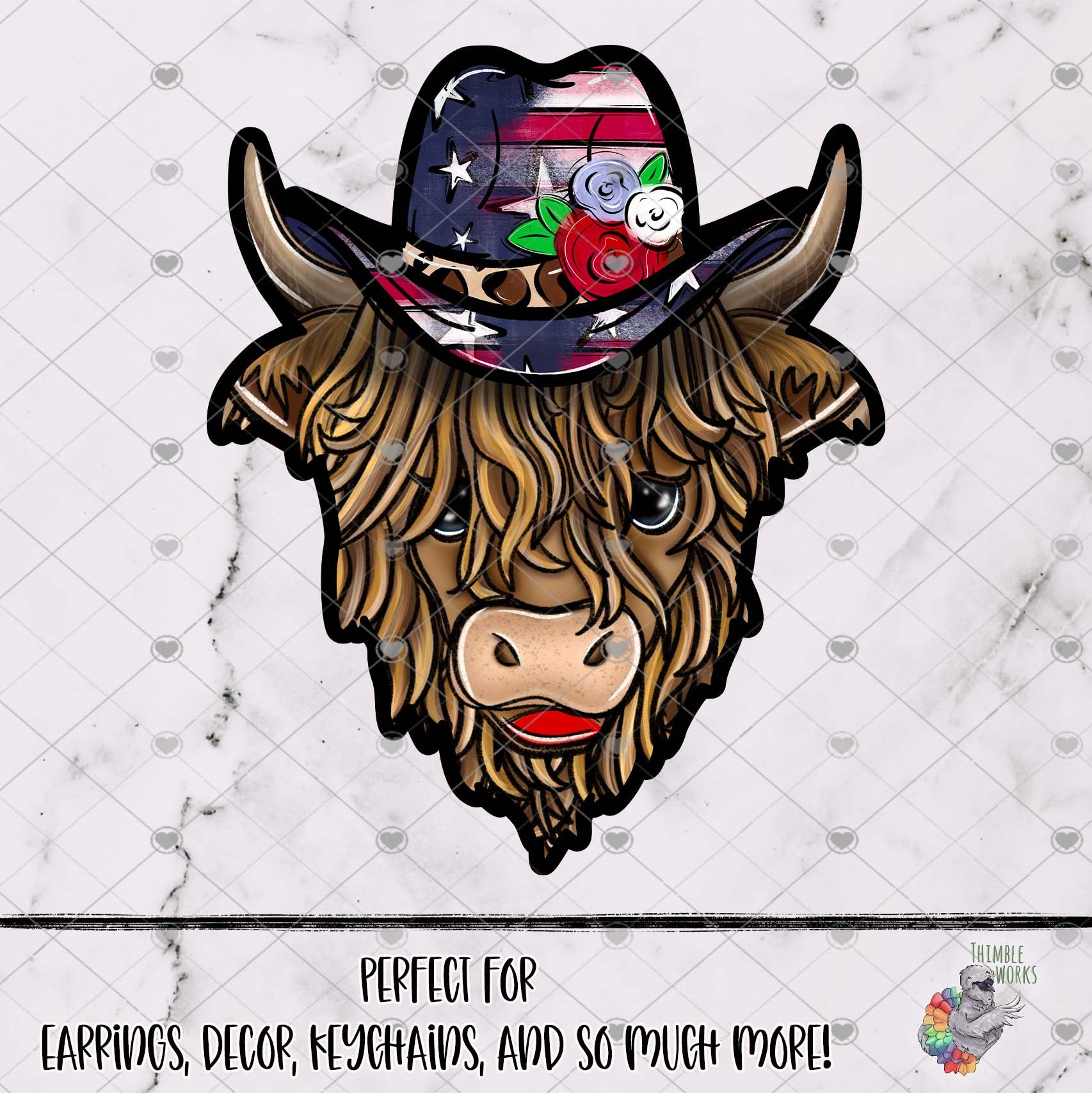 Patriotic Cowboy Highland Cow Design