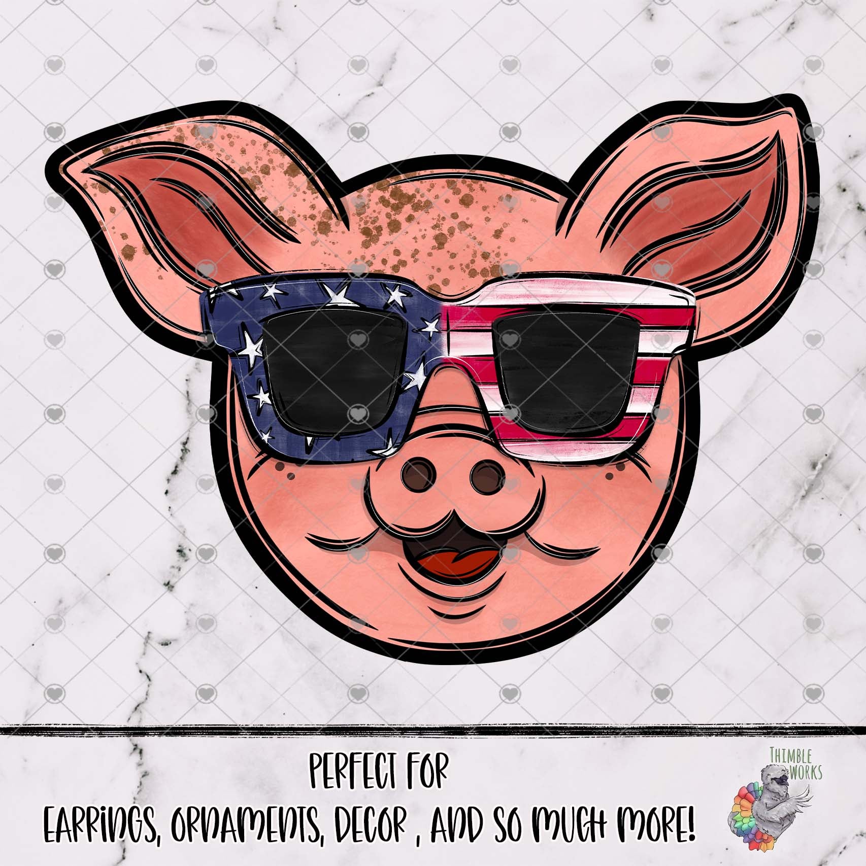 Patriotic Glasses Pig Head Design