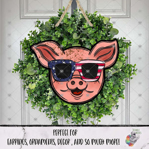 Patriotic Glasses Pig Head Design
