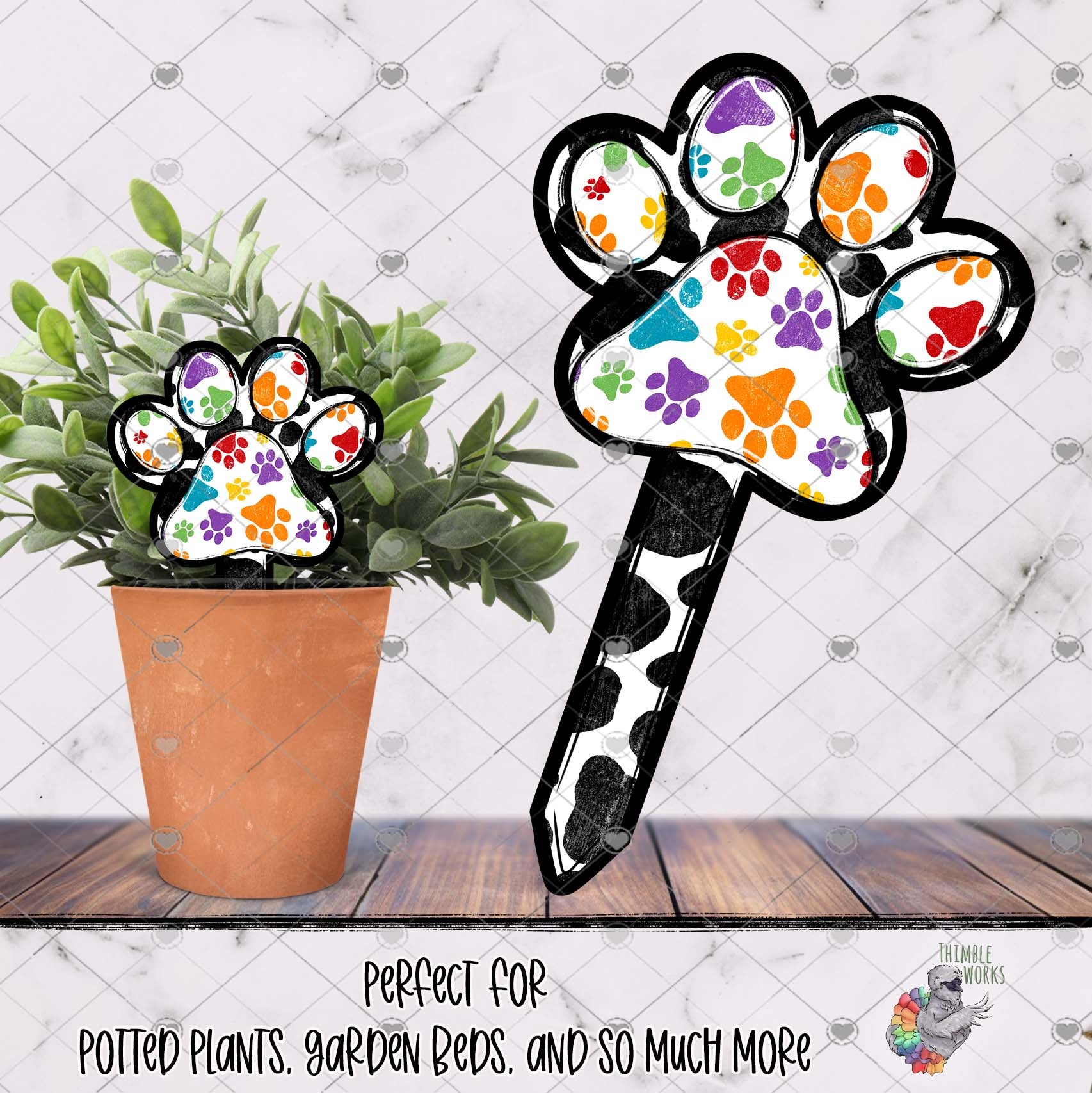 Colorful Dog Paw Garden Stake Design